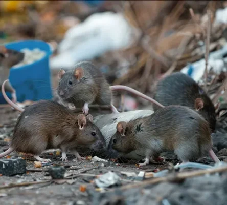 Rodent infested alley with trash all over the ground